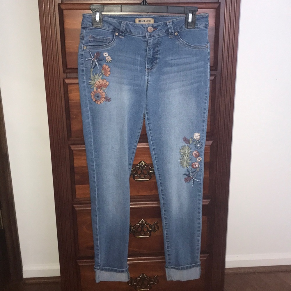 Flower Embroidered Jeans
